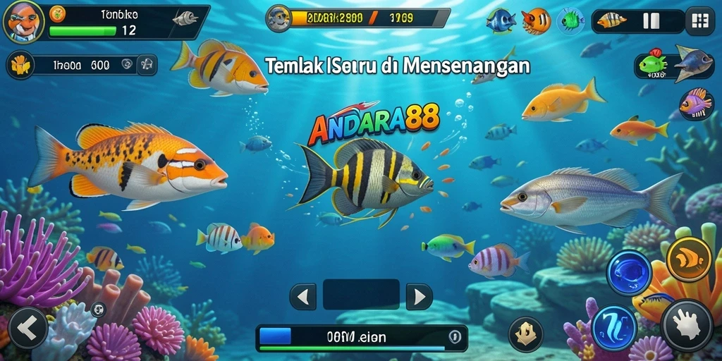 Gameplay Tembak Ikan yang menegangkan dan penuh warna.