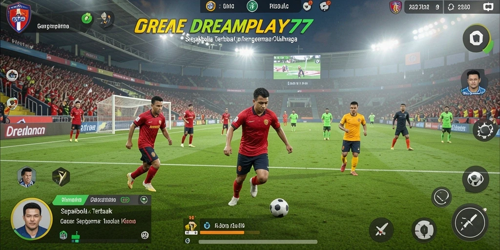 Tampilan gameplay mendebarkan dari DREAMPLAY77 dengan aksi sepakbola yang intens.
