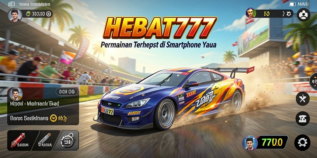 Screenshot gameplay HEBAT777 dengan balapan seru dan grafis menakjubkan.