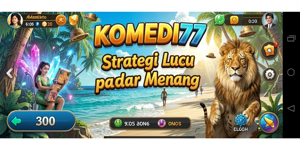 Screenshot gameplay KOMEDI77 yang menampilkan karakter lucu dan rute strategis.