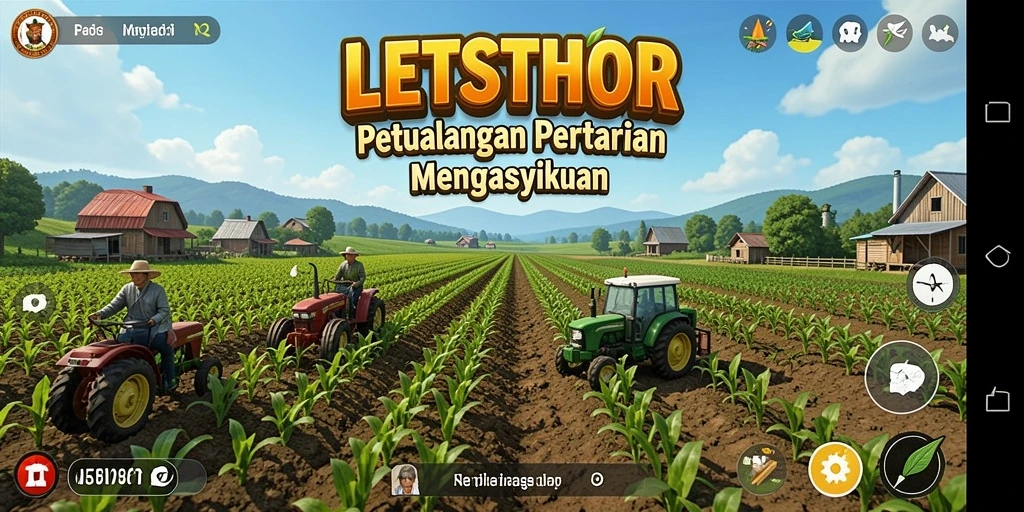 Screenshot gameplay LETSTHOR yang menampilkan kegiatan bertani.