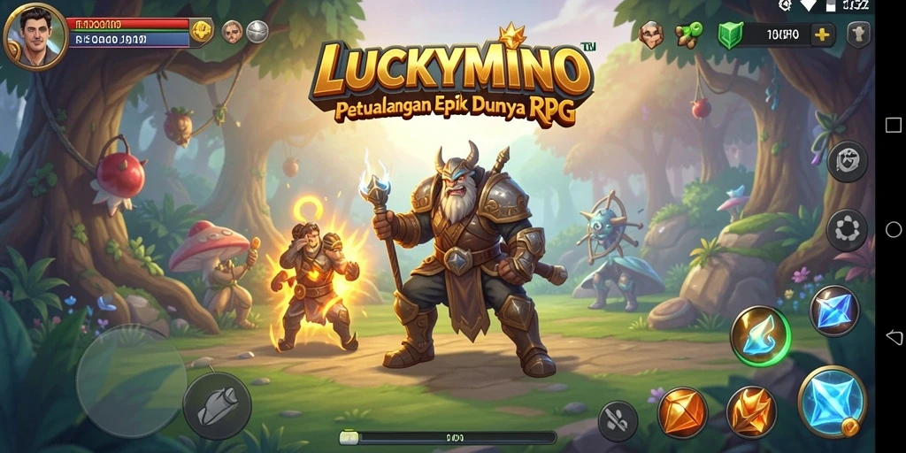 Tampilan gameplay LUCKYMINO yang mendebarkan dalam petualangan RPG.
