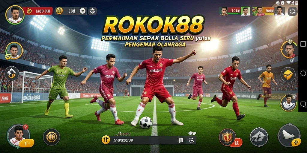 Tangkapan layar gameplay ROKOK88 yang penuh aksi sepak bola.