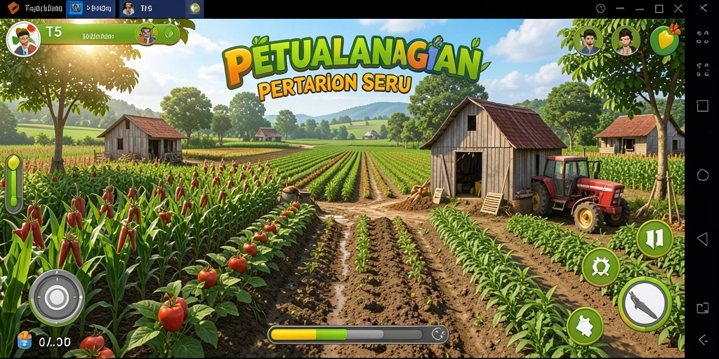 Tangkapan layar gameplay yang menampilkan aktivitas pertanian